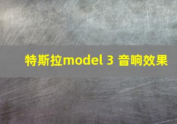 特斯拉model 3 音响效果